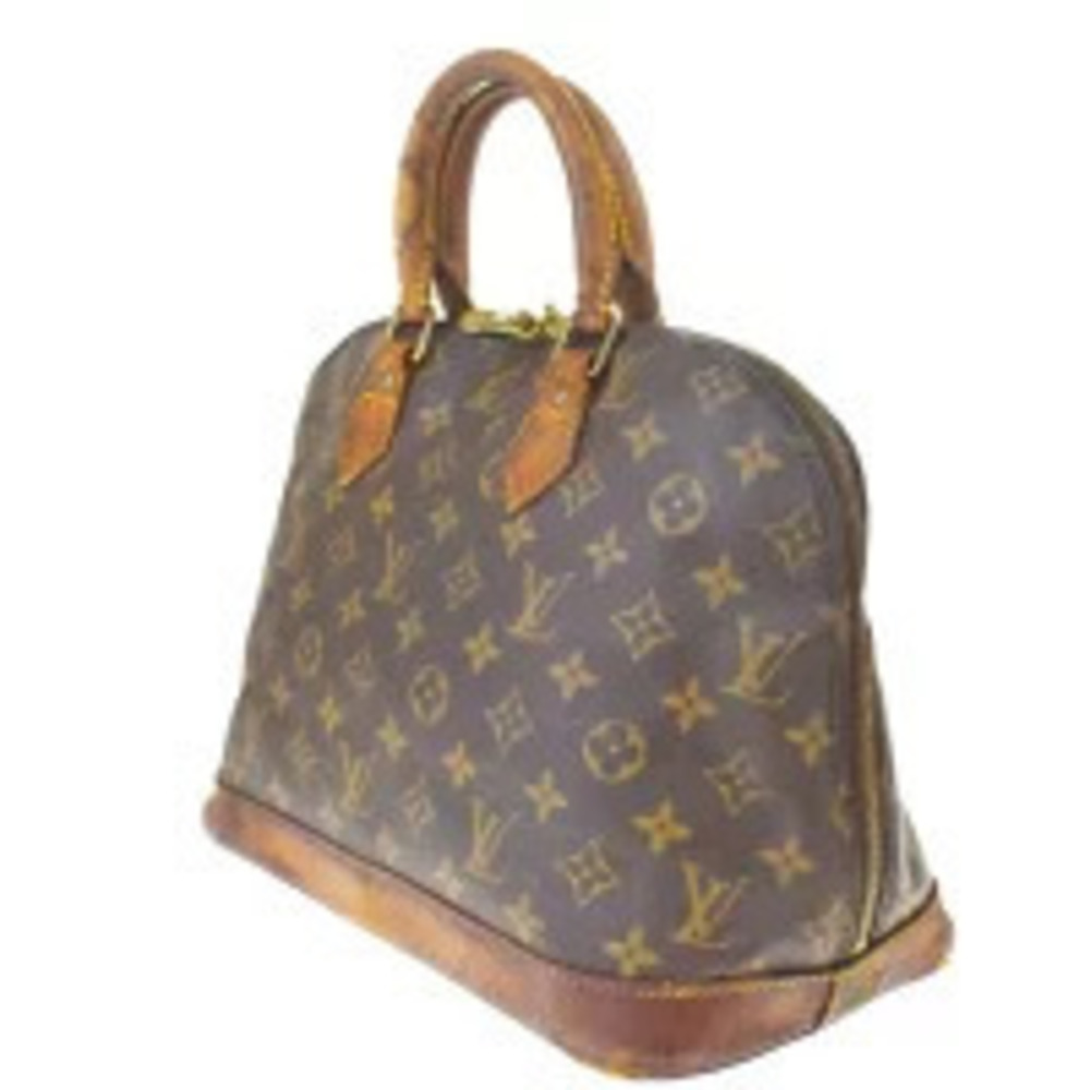 Louis Vuitton Alma Leather Monogram Handbag Brown